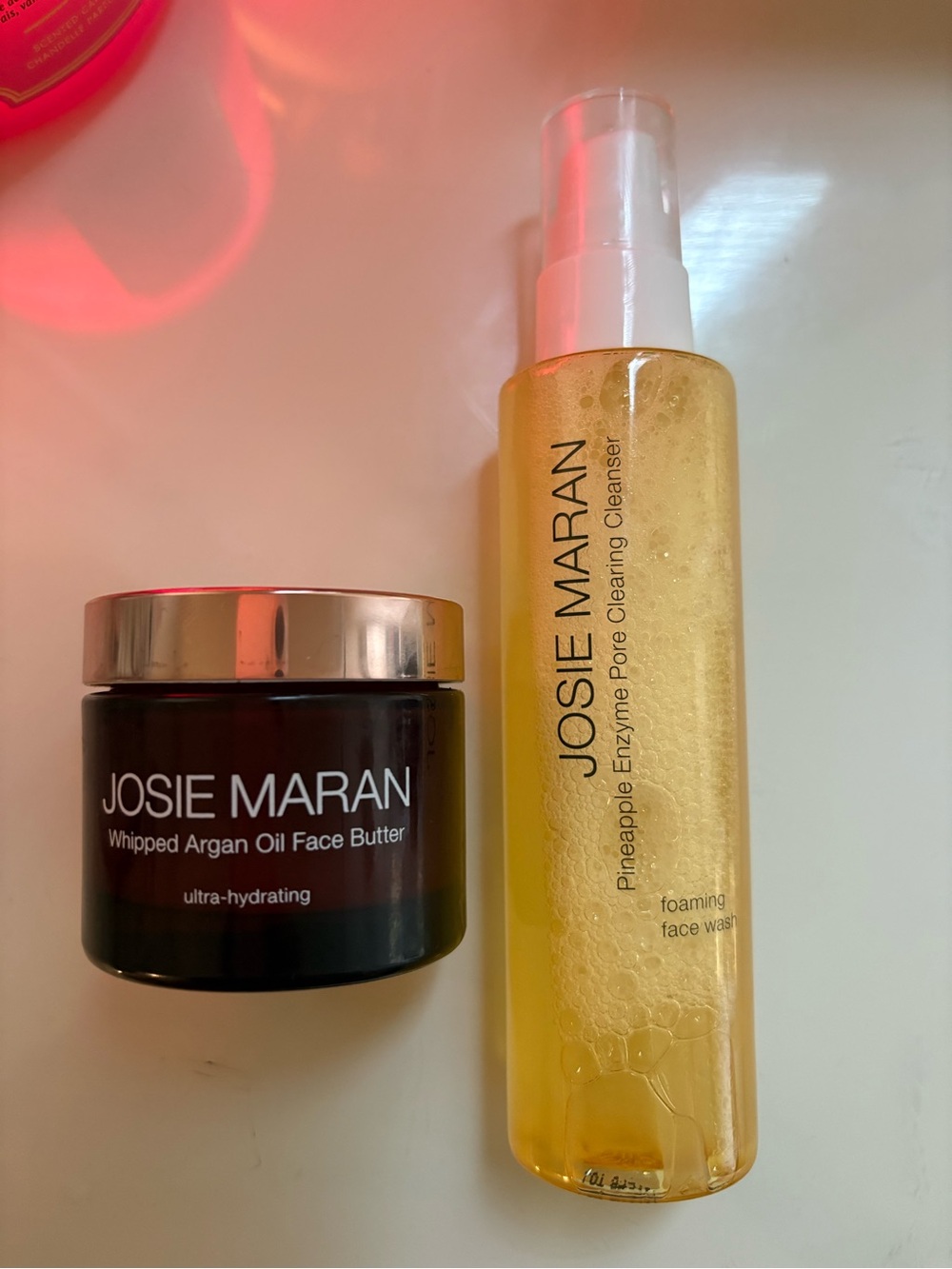 Josie Maran facial cleanser and facial butter